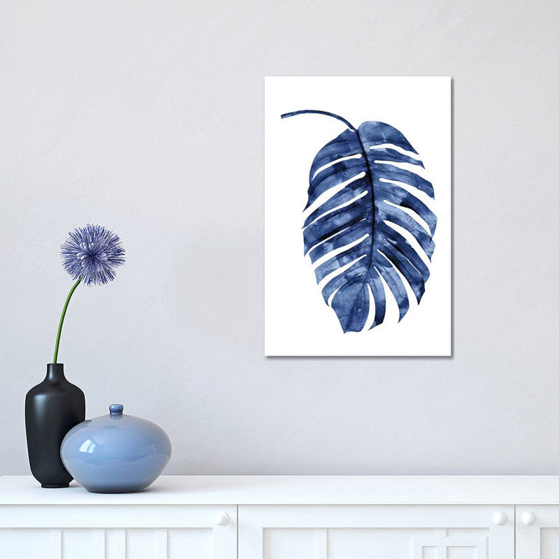 Indigo Palm II by Melonie Miller - Wrapped Canvas Painting, 30.48 cm H x 45.72 cm W