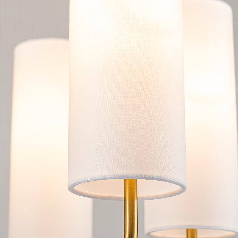 Lustre classique / traditionnel à 6 lumières avec abat-jour en tissu