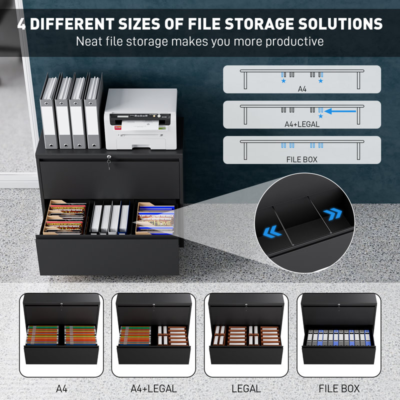 Inbox Zero Ahanu 35.4'' Wide 2 -Drawer Steel File Cabinet & Reviews ...
