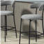 Tabouret de bar 26 po avec îlot de cuisine revêtu de tissu Teddy, base thermolaquée noire et repose-pieds