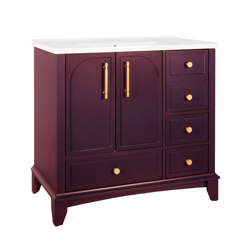 Meuble-lavabo classique 36 "avec lavabo en céramique, Mauve