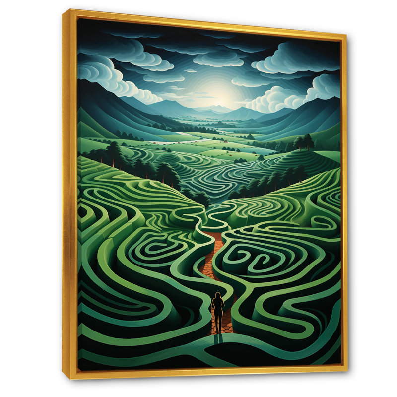 Emerald Maze, Cadre flottant doré, H 32 po x l 24 po x P 1 po