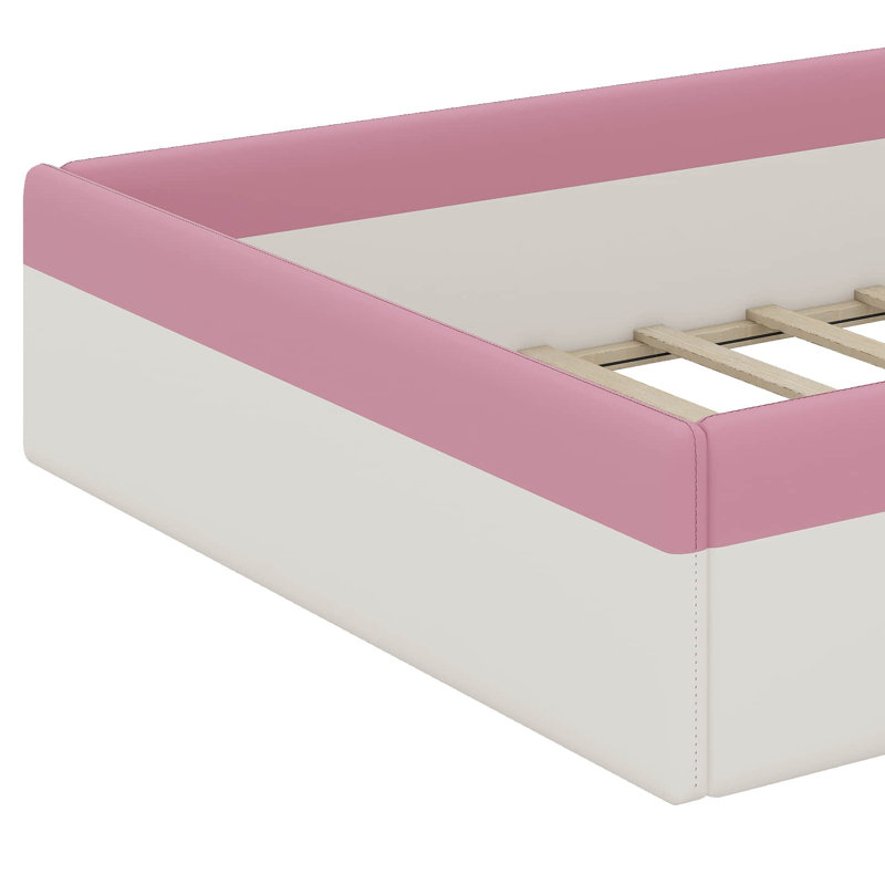 Upholstered Daybed With Fence And Stairs, Queen