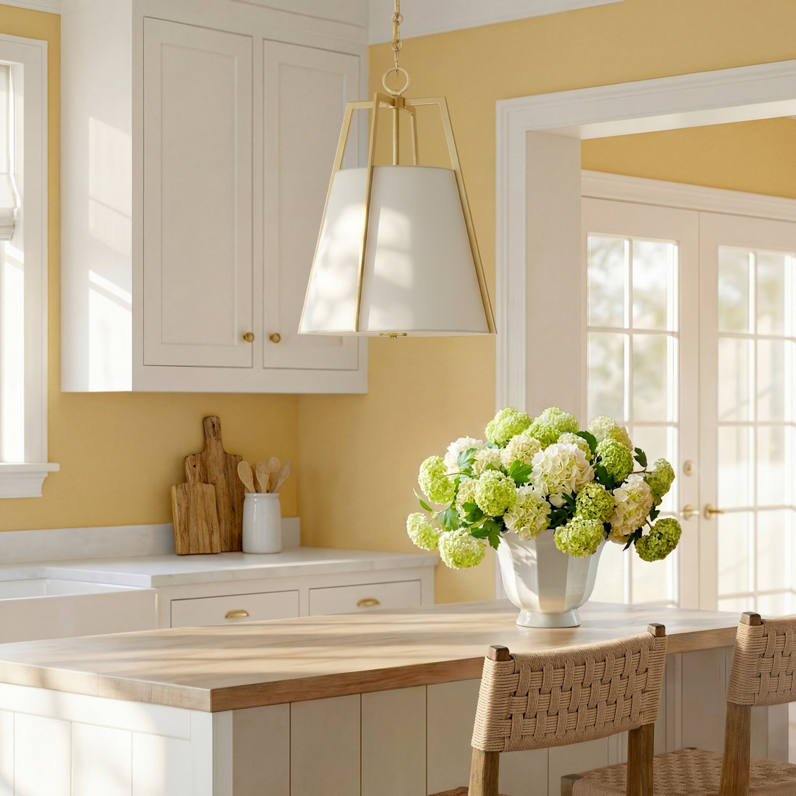 Joy Dimmable 3-Light Pendant, Brass