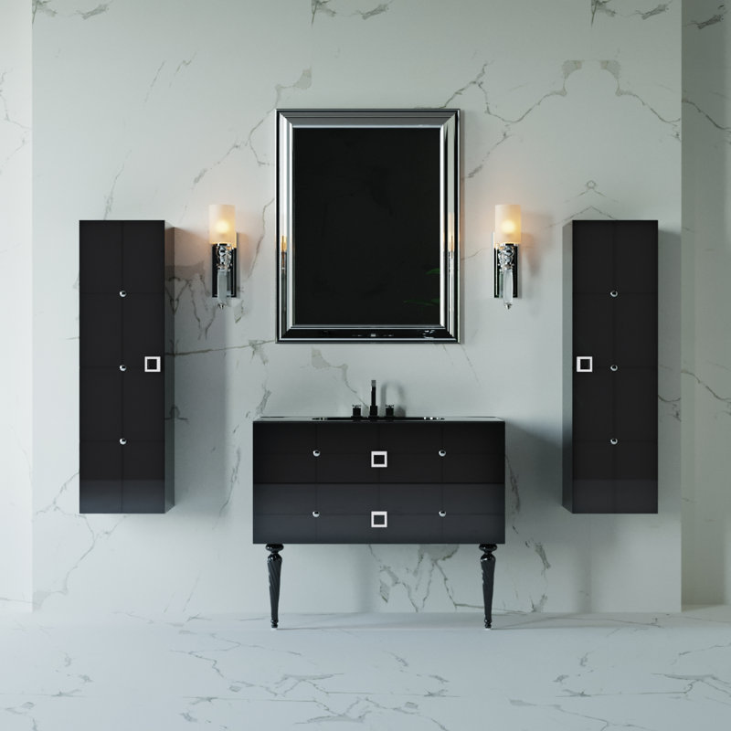 Meuble-lavabo simple 24 po Piazza, Noir / chrome