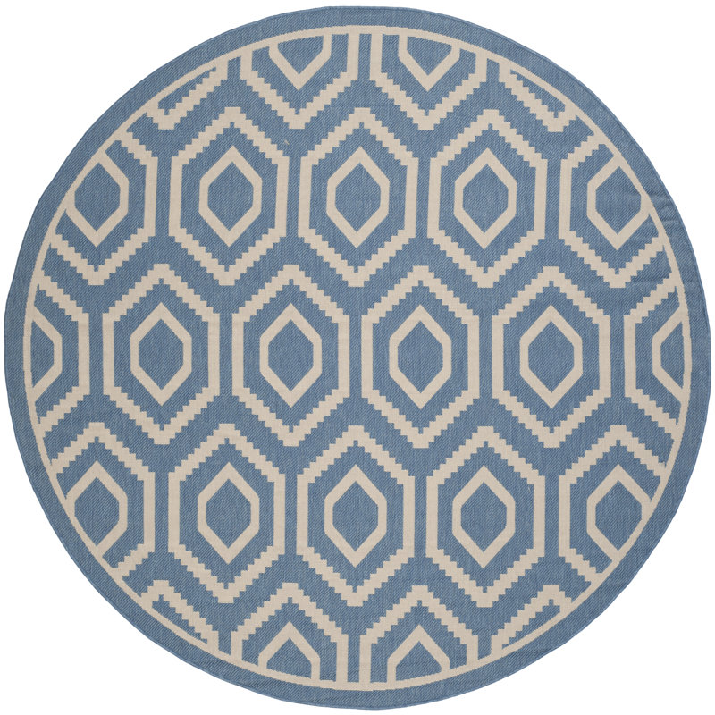 Deedrick Performance Geometric Indoor/Outdoor Area Rug, Round 7'1"