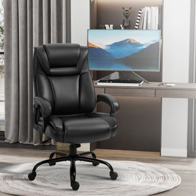 Fauteuil de direction grand et grand 400 lb avec siège large, fauteuil de bureau pour ordinateur avec dossier ergonomique en polyuréthane, hauteur réglable et roulettes pivotantes