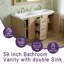 Meuble-lavabo double 59,3 po avec structure en bois massif et lavabo