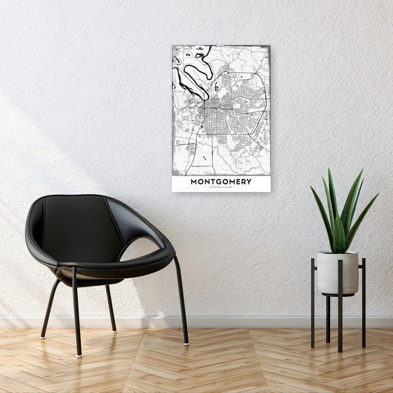«Montgomery City Map Abstract Contemporary City Architecture», reproduction d'art murale, H 36 po x l 24 po