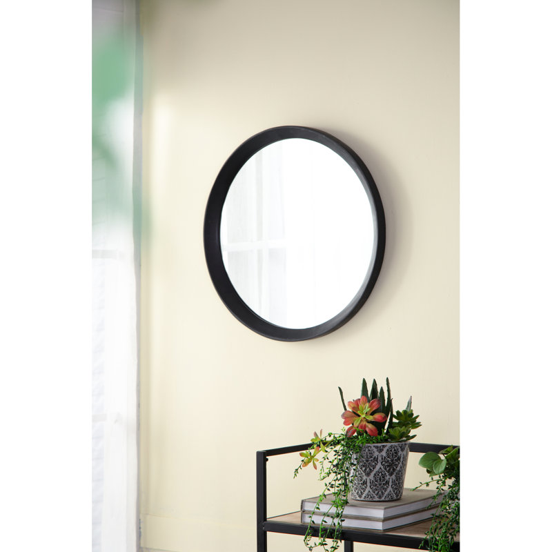 Miroir mural en bois de manguier 19,8 x 19,8 x 1,3 "reflétant bien encadré pour la décoration intérieure, 19,71 po x 19,99 po