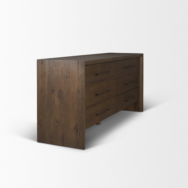 Commode 6 tiroirs elford, Marron foncé