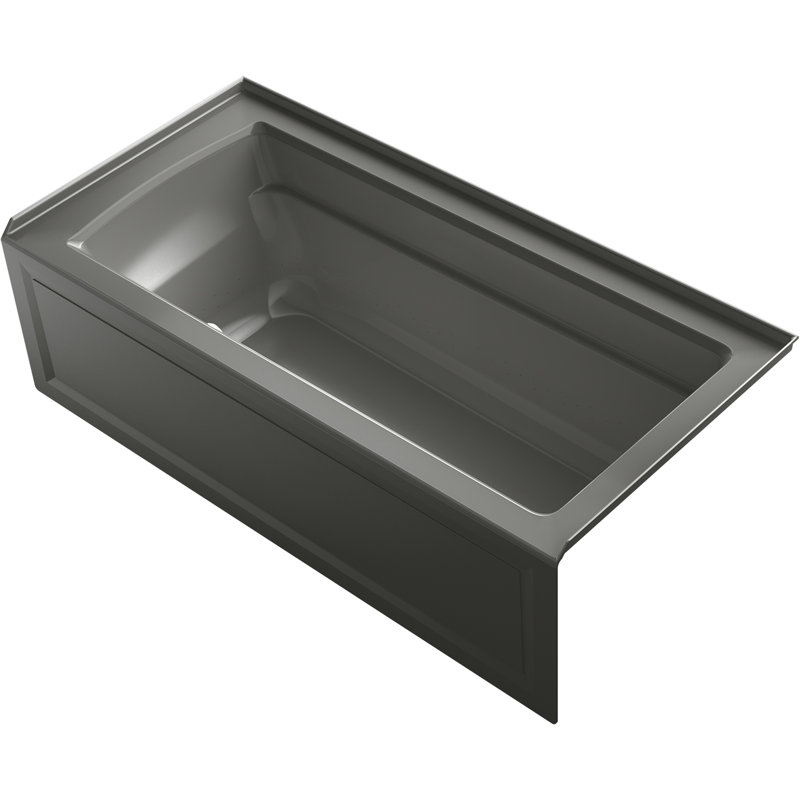 Archer 66" X 32" Integral Apron Heated Bubblemassage Air Bath with Left-Hand Drain, Thunder Gray, Right