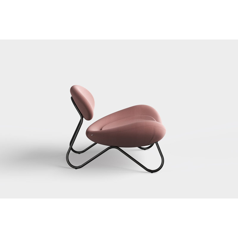 Meadow Lounge Chair, Black Painted Steel Frame, Rose Wool Blend, Chrome