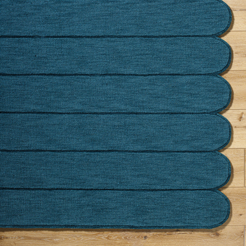 Nouveauté en laine tissée à la main de couleur unie Loretto, Nouveauté : 9 pi x 12 pi