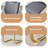 71'' Glass Dining Table Set for 6,Marble Patterned Dining Room Table Set With V-Shaped Black Glossy Pillars-369995445-369995435