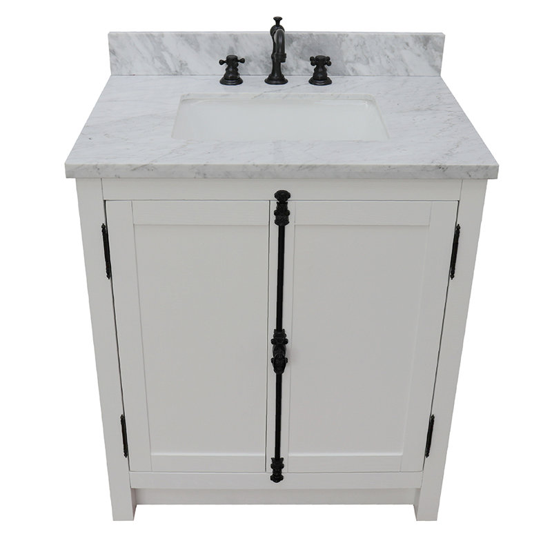 Ensemble de meuble-lavabo simple 31 po Ziemba, Glacier cendré, Marbre de Carrare blanc