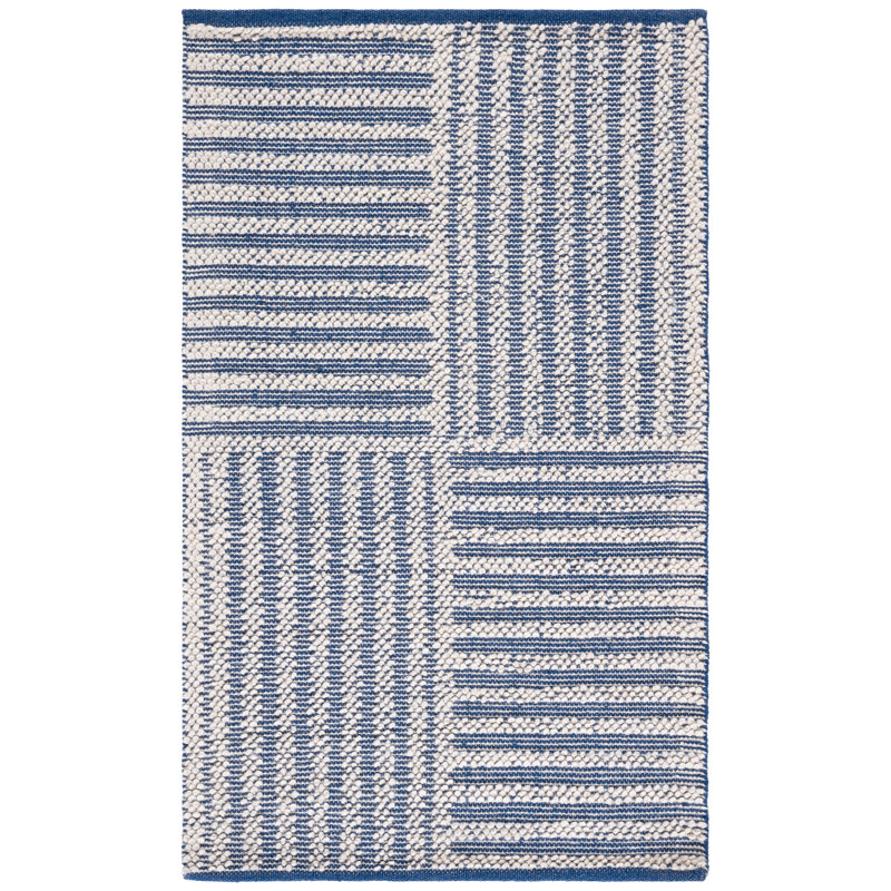 Karpeta Striped Hand Woven Wool and Cotton Area Rug, Rectangle 3' x 5'