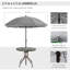 Ensemble de salle à manger de patio pour 4 personnes avec parasol, 4 chaises pliantes en maille et table ronde en verre trempé Outsunny Gray