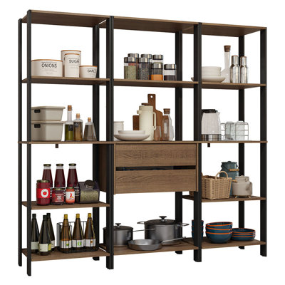  Armoire de rangement pour garde-manger avec 2 tiroirs et tablettes ouvertes de 74 po L
