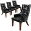 Chaise de salle à manger en cuir / velours capitonnée à motif de losanges en bois d'hévéa-436013412-436013408