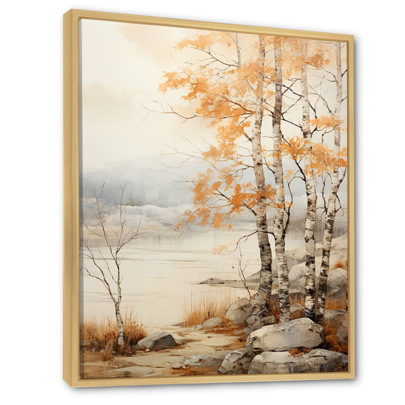 " Beige Tones Maple Tree III ", Natural Floater Framed, 32" H x 24" W