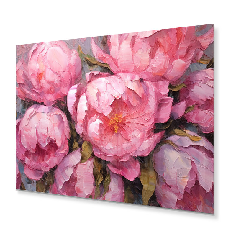 Pink Peony Perfection I - Floral Metal Wall Decor, 12" H x 20" W