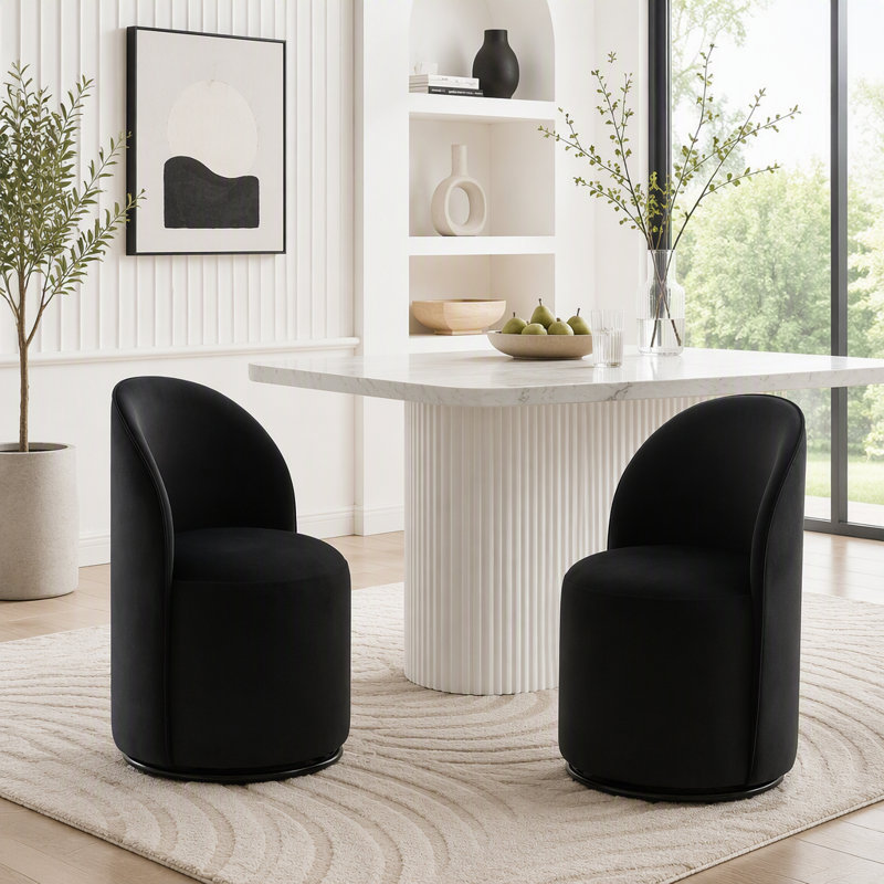 Fauteuil pivotant à 360°, chaise de coiffeuse et de salle à manger recouverte de velours, Gris foncé