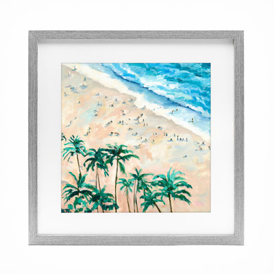 Waikiki Beach Overview Framed Print Under Glass, design by Meredith Howse