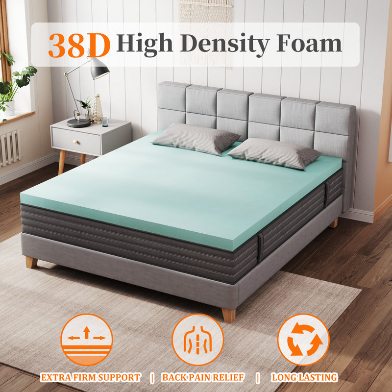 Extra Firm King Mattress Topper 2.5 Inch- High Density Foam and Memory Foam for Back Pain & Spinal Support, King