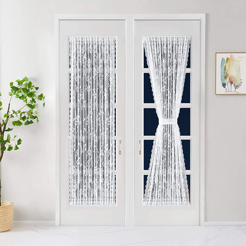 Jauier Semi Sheer Door Curtain, White, 52" W x 72" L