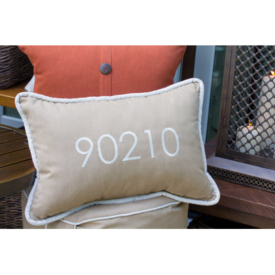 Zip Code Personalized Pillows Embroidered Sunbrella® Outdoor Throw Pillow