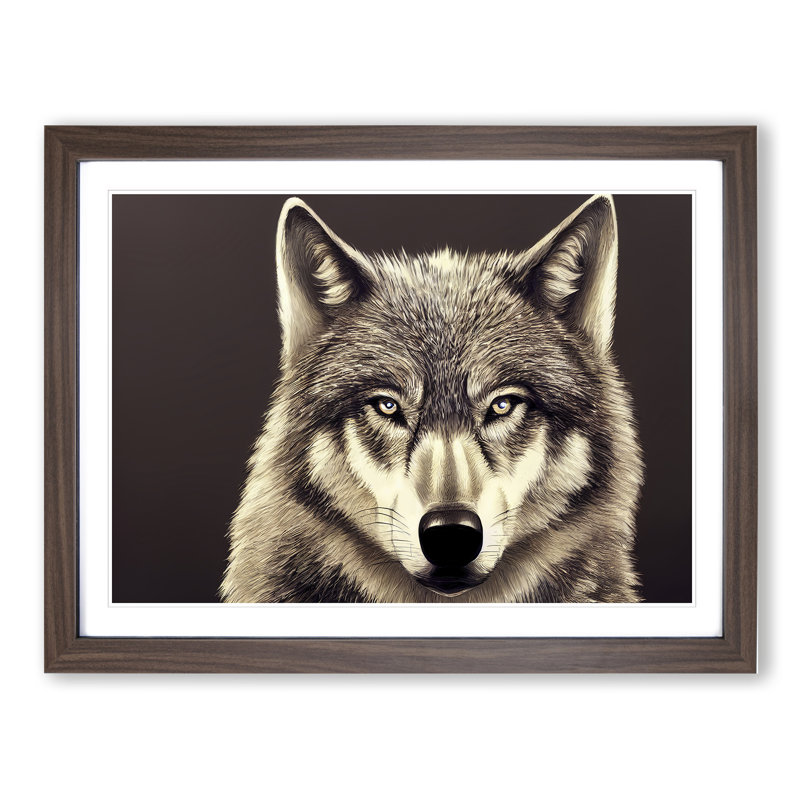XH1022-7080X Portrait Of A Wolf Vol.2 - Single Picture Frame Print, 46cm H x 64cm W x 2cm D, Walnut Framed