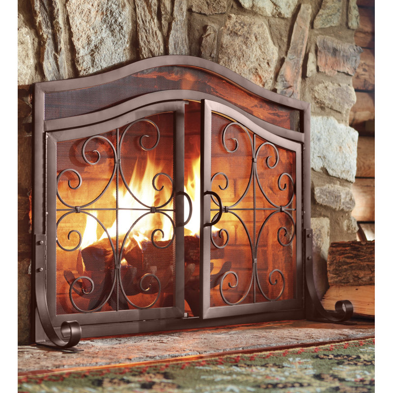 Petit pare-étincelles avec portes, Cuivre, H 31,5 po x l 38 po x P 3,75 po