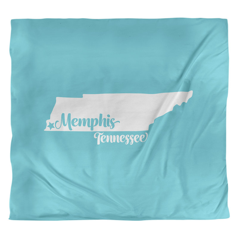Housse de couette réversible simple Memphis Tennessee, Polyester brossé, Housse de couette pour très grand lit, Bleu sarcelle