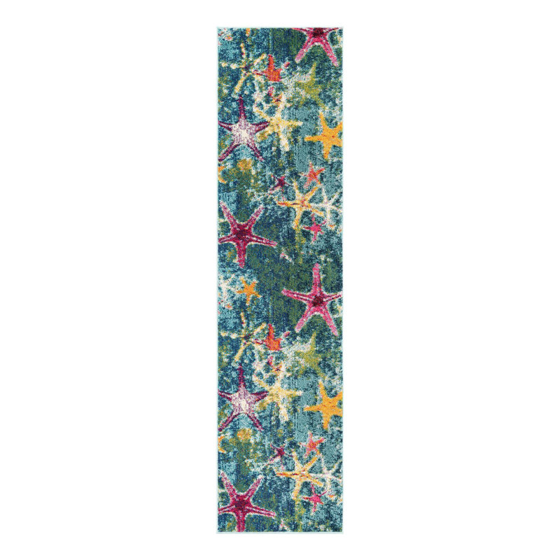 Tapis bleu marine à motif animalier Esposito, Tapis de couloir 2 pi x 8 pi