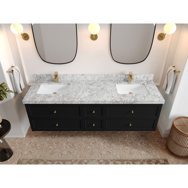 Meuble-lavabo double 72 po Roswell, Marbre de Carrare