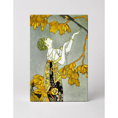 «Woman with Bird and Blossoms», art mural sur toile