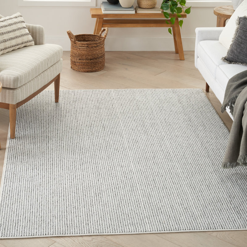 Tapis Bagby, Rectangle 7 pi 10 po x 9 pi 10 po, Ivoire / Gris