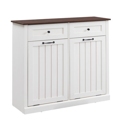 Armoire à linge à panier inclinable double Ahart avec panier de rangement pour salle de bain Farmhouse.