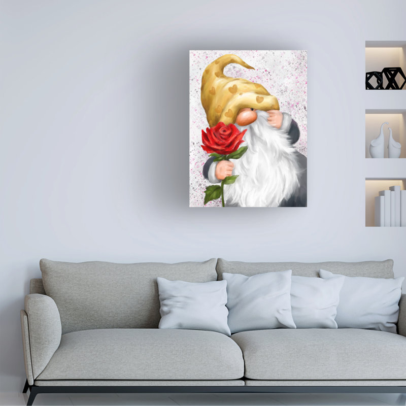 Art sur toile, ginome bolognaise avec rose rouge, H 35 po x l 47 po