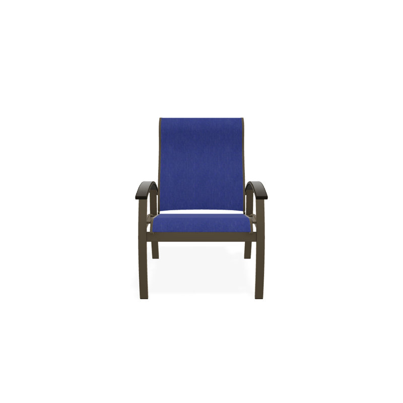 Chaise de patio Askar, Atlantis bleu royal Sunbrella®, Beachwood, Bois de plage texturé