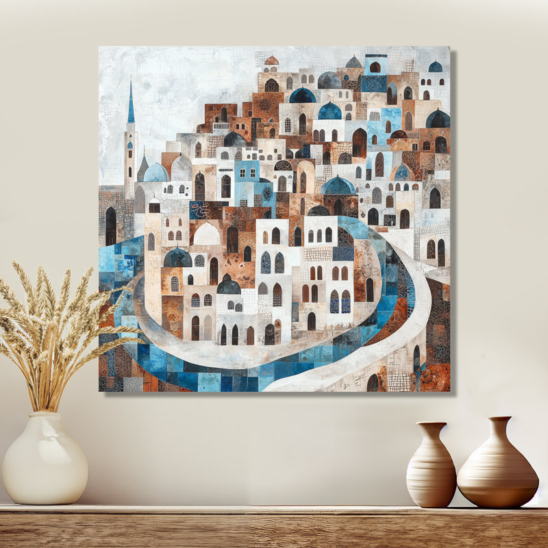«Luminous Contours Of Old City», art mural paysage, H 16 po x l 16 po, Toile tendue, Ne s’applique pas