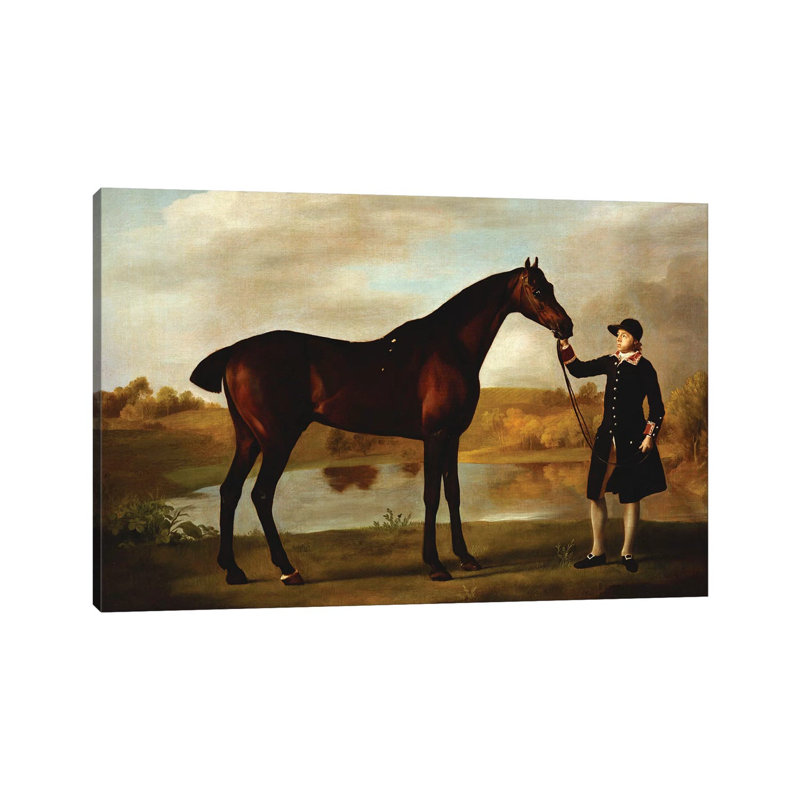 The Duke Of Marlborough's Bay Hunter, With A Groom In Livery In A Lake Landscape by George Stubbs - Wrapped Canvas Gallery-Wrapped Canvas Giclée