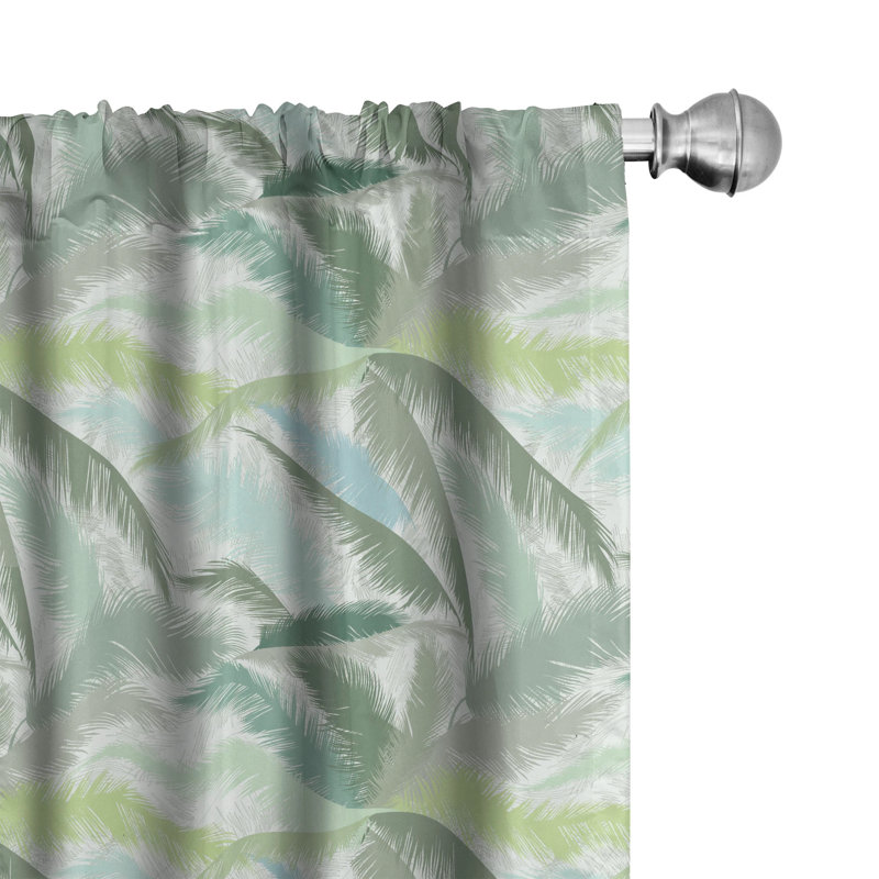 Palm Tree Floral Semi-Sheer Rod Pocket Curtain Panels, 28" x 84"