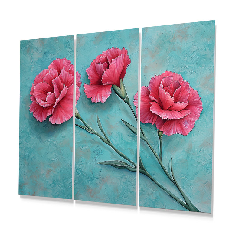 Ensemble d'ornements cyan Harmony Of Rose, H 40 po x l 60 po, Impression sans cadre en métal, Ne s’applique pas