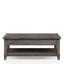 Table de cocktail à plateau relevable gris rustique avec tablette de rangement - bois massif et couture