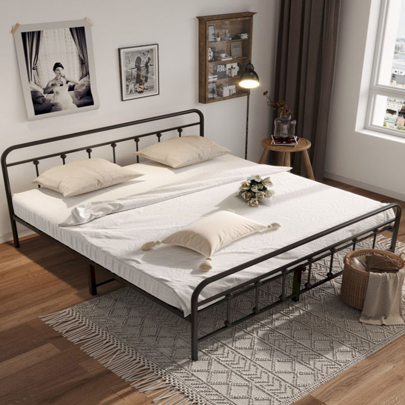 Blancha Metal Bed Frame with Vintage Headboard,No Box Spring Needed, King