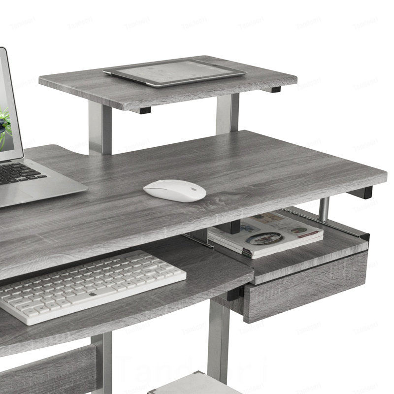 Bureau d'ordinateur complet, gris, Gris
