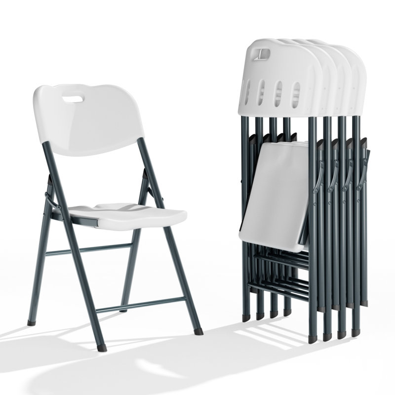 Chaises pliantes, capacité de 800 lb, chaises pliantes robustes en plastique empilables pour l'intérieur et l'extérieur (blanc, paquet de 4)