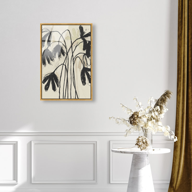 Tree Abstract Studio Acrylic Painting Print, 46"H x 31"W, Gold Floater Frame